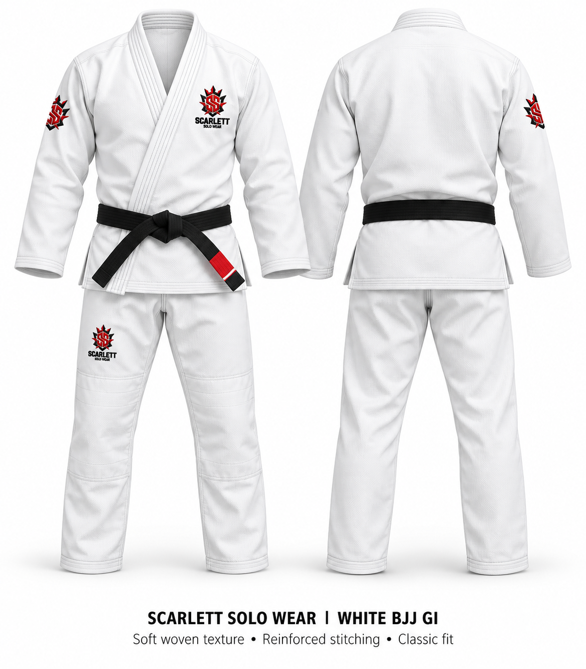 White BJJ gi front and back view
