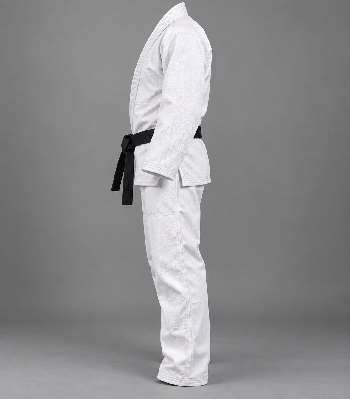 White BJJ gi left side view
