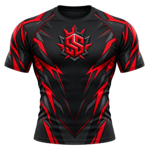 Crimson Strike short sleeve rash guard front view